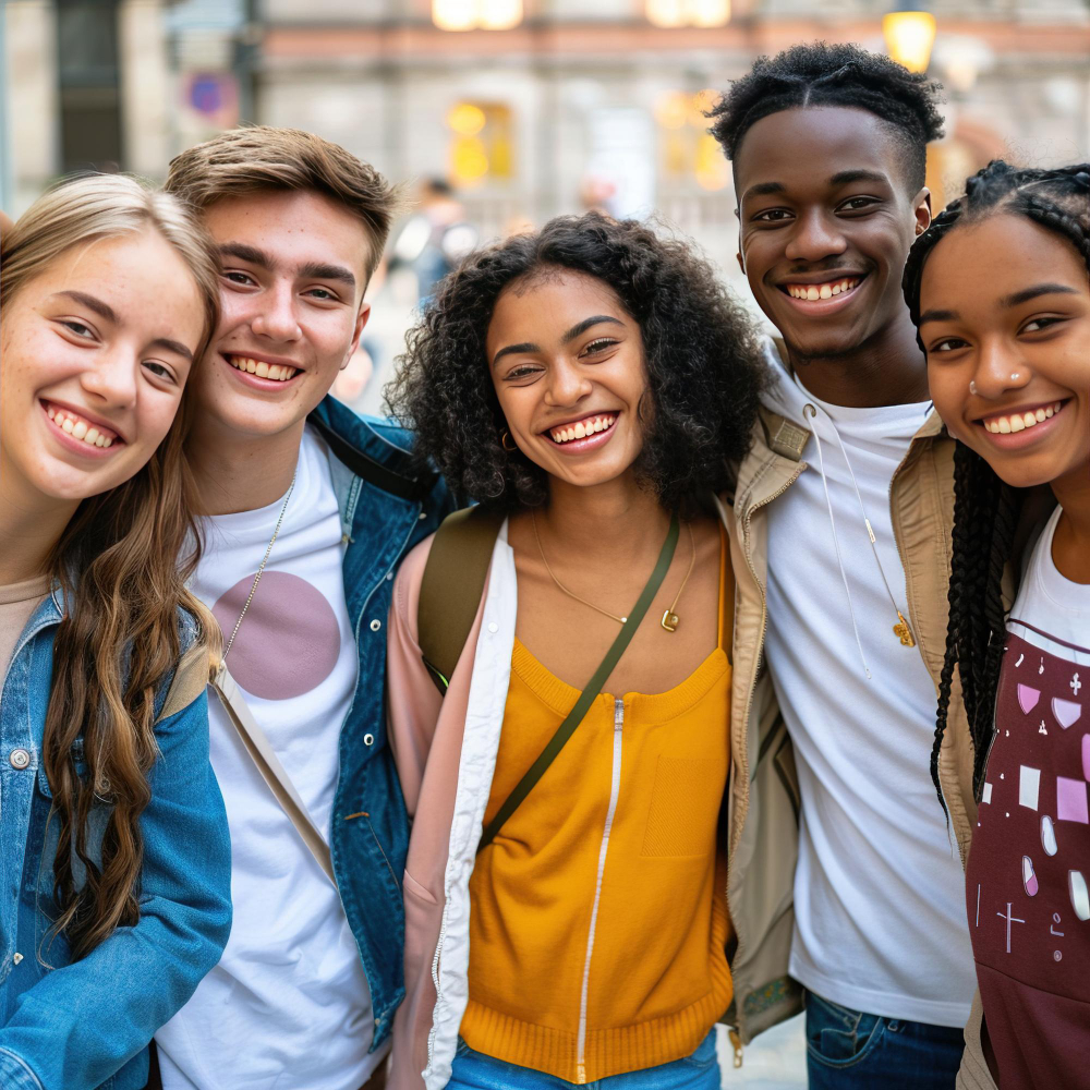 Grupo de jóvenes sonrientes